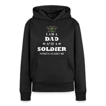 I am a Dad & a Soldier, soldat, militaire, meilleur papa - Sweat à capuche Premium bio Femme - noir - Devant - Julia (174cm)