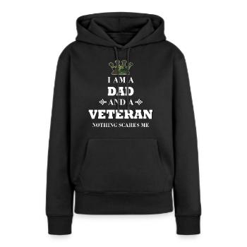 Papa & Vétéran, Soldat, Militaire, Meilleur Papa - Sweat à capuche Premium bio Femme - noir - Devant - Julia (174cm)