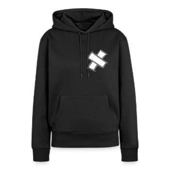 Pflasterkreuz. Croix de trottoir. Pansements pour plaies. - Sweat à capuche Premium bio Femme - noir - Devant - Julia (174cm)