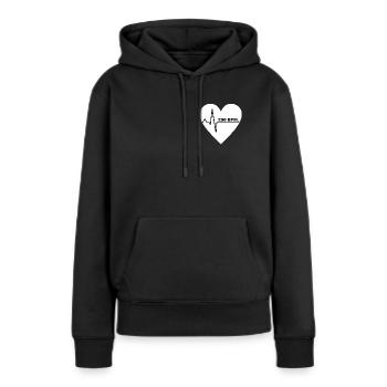 200 BPM UPTEMPO HEARTBEAT (white Design) - Frauen Premium Bio Hoodie - Schwarz - Vorne - Julia (174cm)
