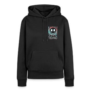 Techno Musique Visage Disque phonographe DJ Smile EDM - Sweat à capuche Premium bio Femme - noir - Devant - Julia (174cm)