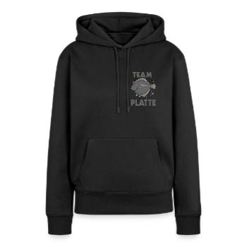 Team Platte Plattfisch Brandungsangln Scholle - Frauen Premium Bio Hoodie - Schwarz - Vorne - Julia (174cm)