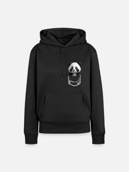Baby Panda Brusttsche Weiss - Frauen Premium Bio Hoodie - Schwarz
