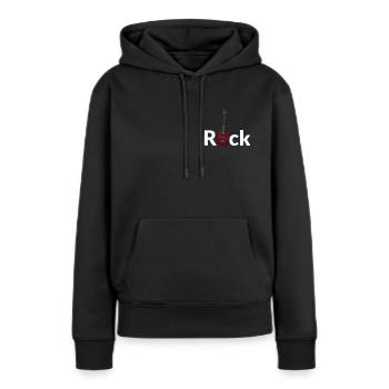Rock - E guitare - Sweat à capuche Premium bio Femme - noir - Devant - Julia (174cm)