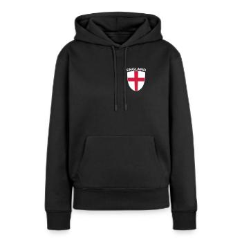 ENGLAND SHIELD - Frauen Premium Bio Hoodie - Schwarz - Vorne - Julia (174cm)