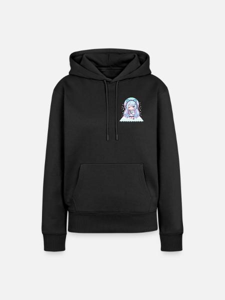 Kawaii Gamerin mit Katzenohren - Frauen Premium Bio Hoodie - Schwarz