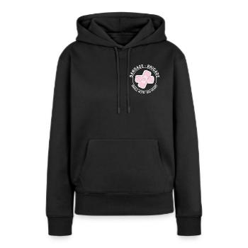 Bandade-Brigade Kleine Taten. Großes Herz. Druck auf der Brust - Frauen Premium Bio Hoodie - Schwarz - Vorne - Julia (174cm)
