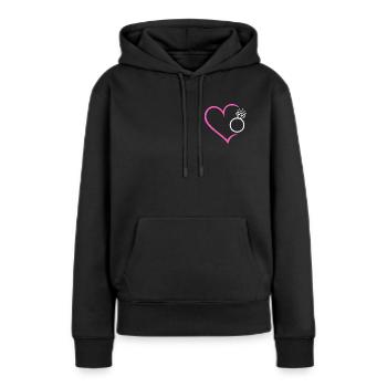 Coeur avec bague en diamant, alliance, alliance, mariée - Sweat à capuche Premium bio Femme - noir - Devant - Julia (174cm)
