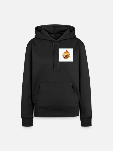 Feuerball Fußballkugel - Frauen Premium Bio Hoodie - Schwarz