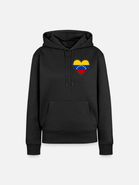 Venezuela Herzflagge - Frauen Premium Bio Hoodie - Schwarz