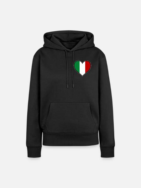 Italien Herzflagge - Frauen Premium Bio Hoodie - Schwarz