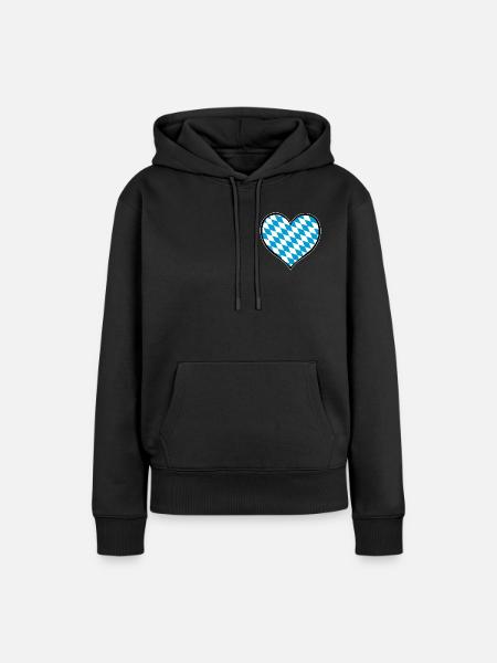 Bayern Herzflagge - Frauen Premium Bio Hoodie - Schwarz