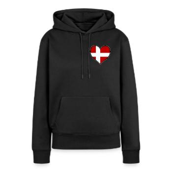 Drapeau du Cœur du Danemark - Sweat à capuche Premium bio Femme - noir - Devant - Julia (174cm)
