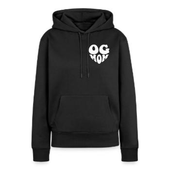OG Mom - Logo Cœur (couleur personnalisée) - Sweat à capuche Premium bio Femme - noir - Devant - Julia (174cm)