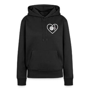 Crochet coeur fil boule fil rose Craft Femme - Sweat à capuche Premium bio Femme - noir - Devant - Julia (174cm)