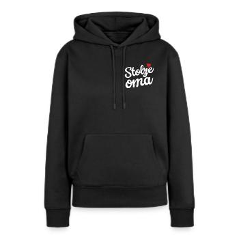 Stolze Oma Herzdesign - Frauen Premium Bio Hoodie - Schwarz - Vorne - Julia (174cm)