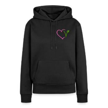 Vegan Herz - Frauen Premium Bio Hoodie - Schwarz - Vorne - Julia (174cm)
