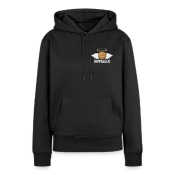 Himmlisch bayrische Leberkassemmel mit Flügeln  - Frauen Premium Bio Hoodie - Schwarz - Vorne - Julia (174cm)