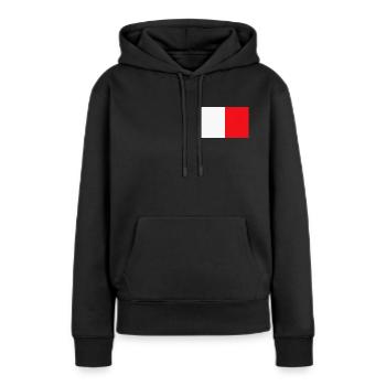 Bloc d’échantillons rouge-blanc - Sweat à capuche Premium bio Femme - noir - Devant - Julia (174cm)