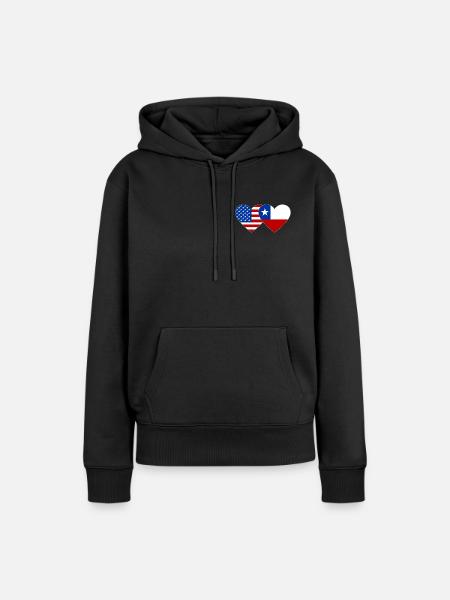 USA Chile Flagge Herz - Frauen Premium Bio Hoodie - Schwarz