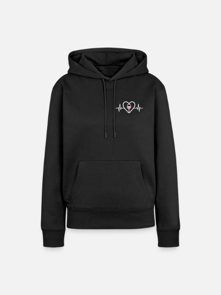 Herz + Roséwein – Passion Rosé - Frauen Premium Bio Hoodie - Schwarz