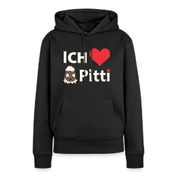 Pittiplatsch Ich liebe Pitti auf dunkel - Frauen Premium Bio Hoodie - Schwarz - Vorne - Julia (174cm)