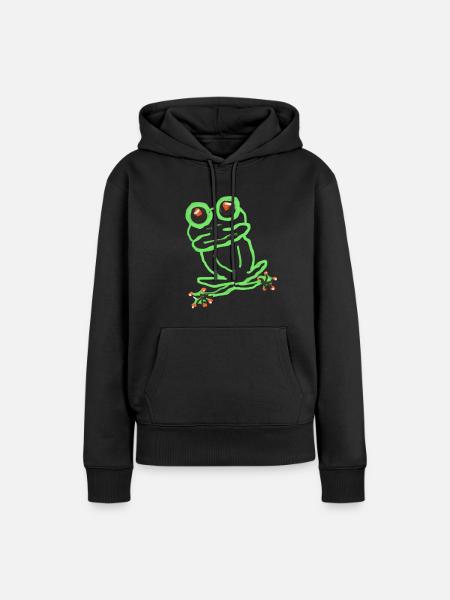Frosch - Frauen Premium Bio Hoodie - Schwarz