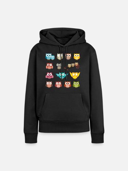 Eule - Frauen Premium Bio Hoodie - Schwarz