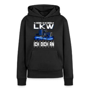 Brummi LKW Fahrer Motiv T Shirt 152 - Frauen Premium Bio Hoodie - Schwarz - Vorne - Julia (174cm)