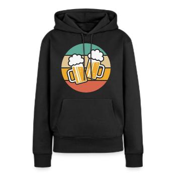 2 cruches de mesure toast, acclamations! (Bière / Dim / 5C) - Sweat à capuche Premium bio Femme - noir - Devant - Julia (174cm)