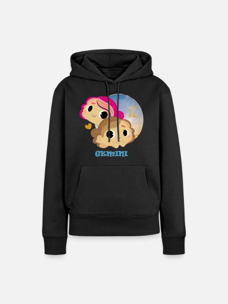 Zwillinge Zwillinge - Frauen Premium Bio Hoodie - Schwarz