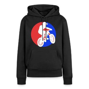 Mountainbiker auf Mountainbike - Frauen Premium Bio Hoodie - Schwarz - Vorne - Julia (174cm)