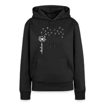 Shalom Dandelion design - Sweat à capuche Premium bio Femme - noir - Devant - Julia (174cm)