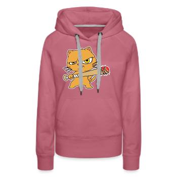 Baseball Fledermaus Niedliche Feline Feral Miau Haustier Tiere - Frauen Premium Bio Hoodie - Malve - Vorne - Isabella (175cm)