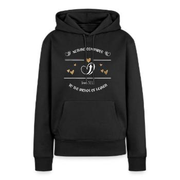 Christian Design les richesses du ciel - Sweat à capuche Premium bio Femme - noir - Devant - Julia (174cm)