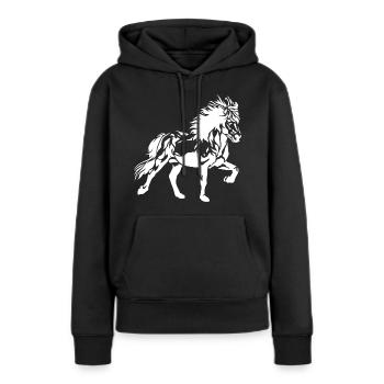 Noble cheval islandais à Tölt dames filles enfants Isi - Sweat à capuche Premium bio Femme - noir - Devant - Julia (174cm)