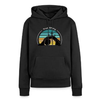 Wahre Geschichte - Frauen Premium Bio Hoodie - Schwarz - Vorne - Julia (174cm)