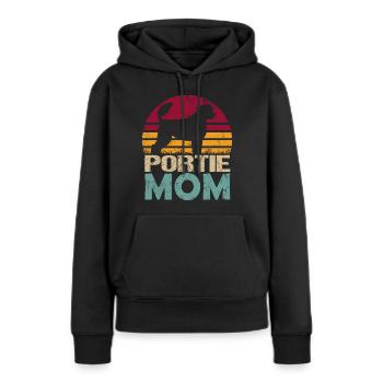 Chien d’eau portugais Portie PWD Maman Mama Maîtresse - Sweat à capuche Premium bio Femme - noir - Devant - Julia (174cm)