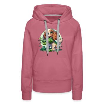 Un chien mignon mange des légumes au brocoli - Sweat à capuche Premium bio Femme - mauve - Devant - Isabella (175cm)