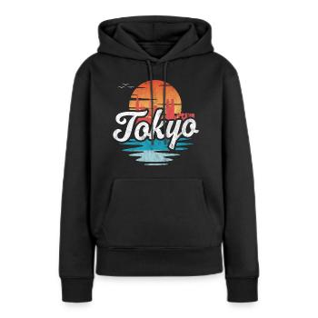 Tokio - Frauen Premium Bio Hoodie - Schwarz - Vorne - Julia (174cm)