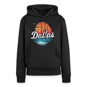 Dallas - Frauen Premium Bio Hoodie - Schwarz - Vorne - Julia (174cm)