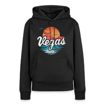 Vegas - Frauen Premium Bio Hoodie - Schwarz - Vorne - Julia (174cm)