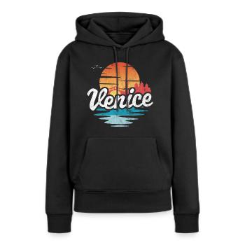 Venedig - Frauen Premium Bio Hoodie - Schwarz - Vorne - Julia (174cm)