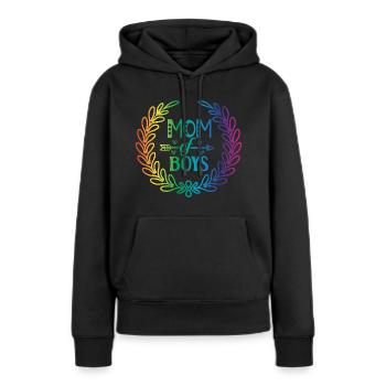 Maman de garçons - Sweat à capuche Premium bio Femme - noir - Devant - Julia (174cm)