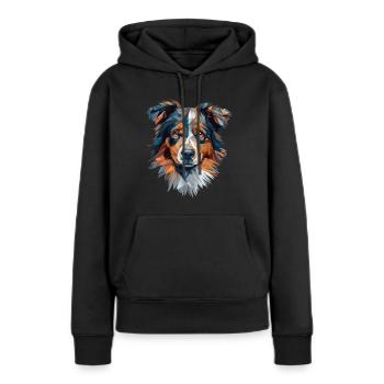 Buntes Kunstdesign für australische Schäferhunde - Frauen Premium Bio Hoodie - Schwarz - Vorne - Julia (174cm)