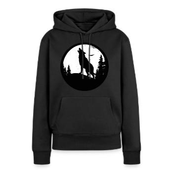 Loup, Chien sauvage, Loup gris, Canis lupus - Sweat à capuche Premium bio Femme - noir - Devant - Julia (174cm)