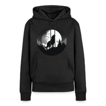 Loup, Chien sauvage, Loup gris, Canis lupus - Sweat à capuche Premium bio Femme - noir - Devant - Julia (174cm)