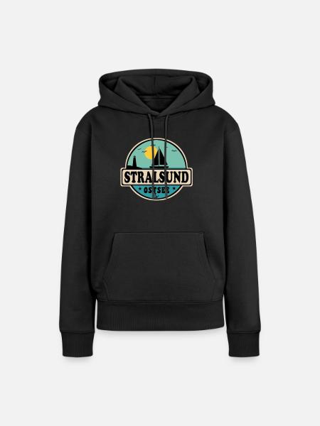 Stralsund - Frauen Premium Bio Hoodie - Schwarz