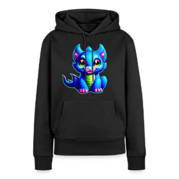 Frecher kleiner blauer Fantasy Drache - Frauen Premium Bio Hoodie - Schwarz - Vorne - Julia (174cm)