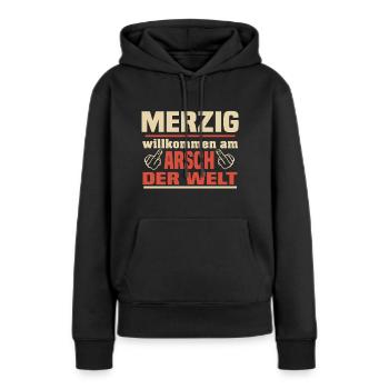 merzig saar - Frauen Premium Bio Hoodie - Schwarz - Vorne - Julia (174cm)